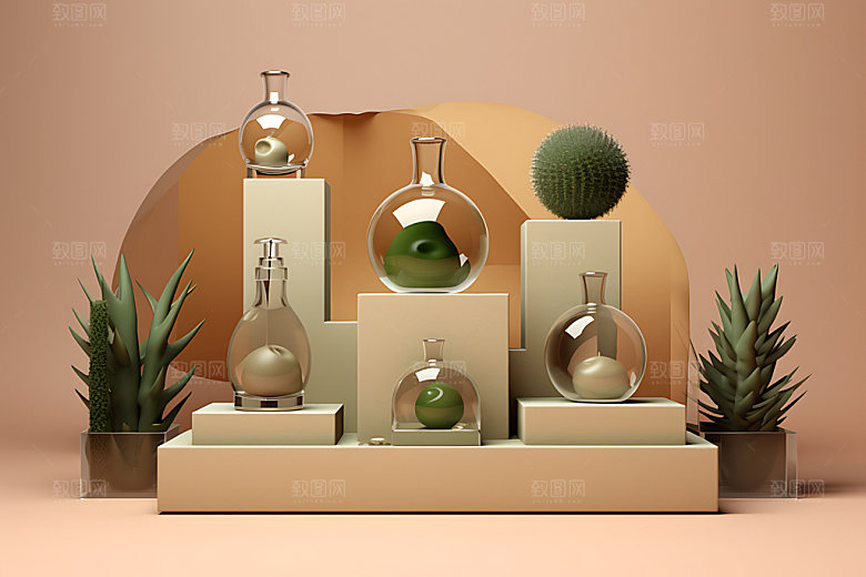 3D玻璃展台展柜效果图