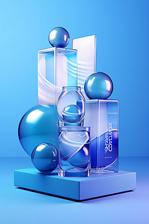 3D玻璃质感展柜效果图