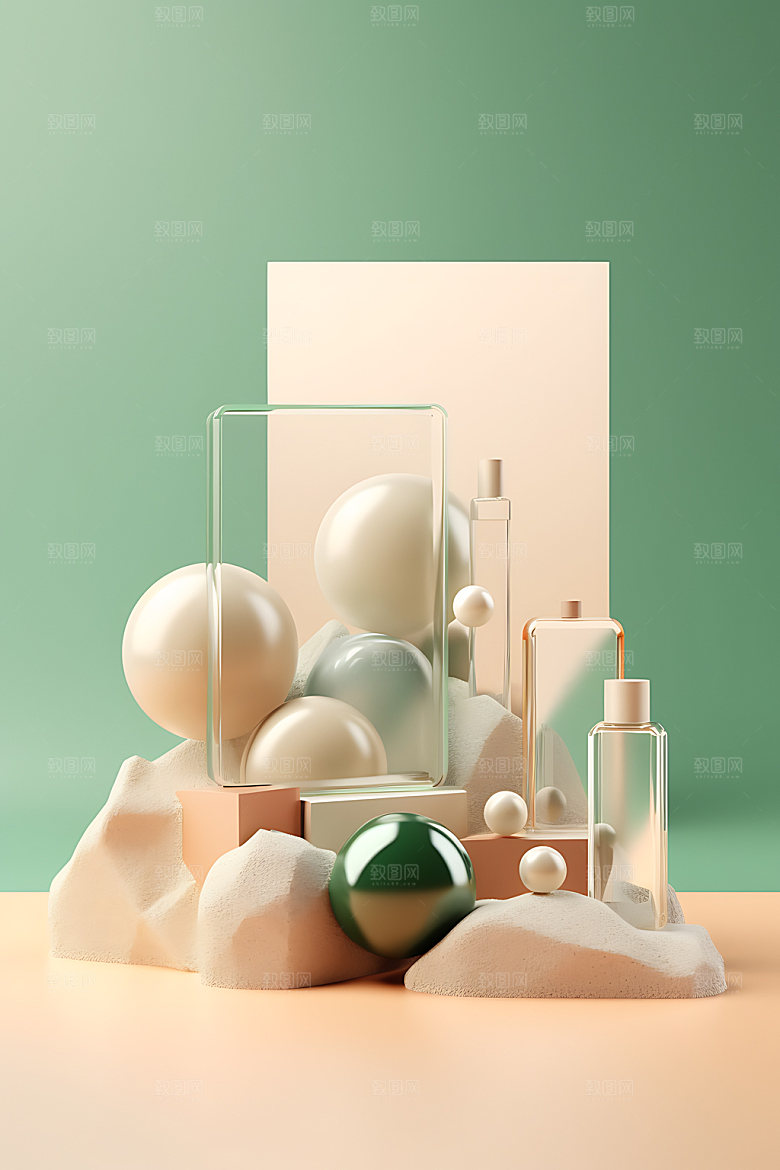 3D玻璃展柜立体效果图
