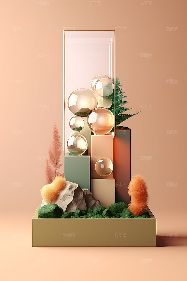 3D玻璃立体展柜效果图