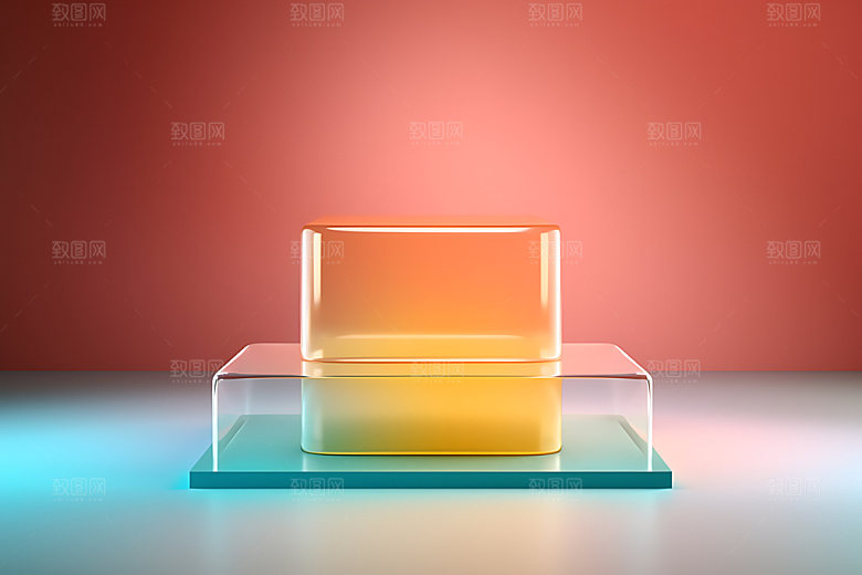 3D玻璃透明彩色效果图