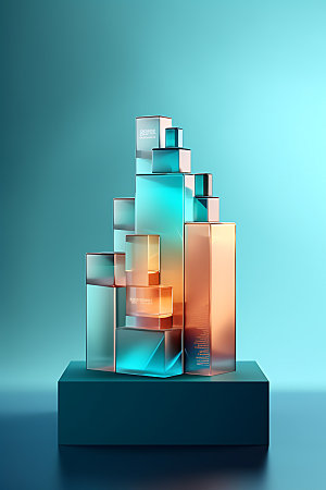 3D玻璃彩色透明效果图
