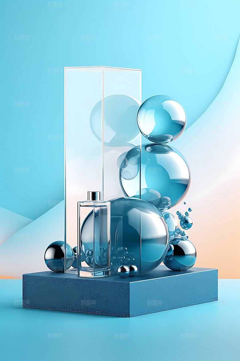 3D玻璃展台透明效果图