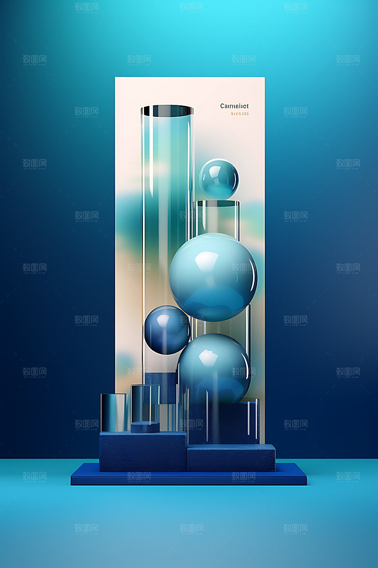3D玻璃电商立体效果图