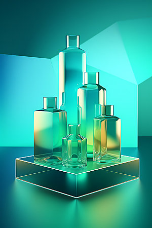 3D玻璃透明展柜效果图