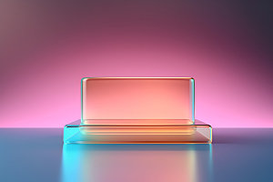 3D玻璃透明几何效果图