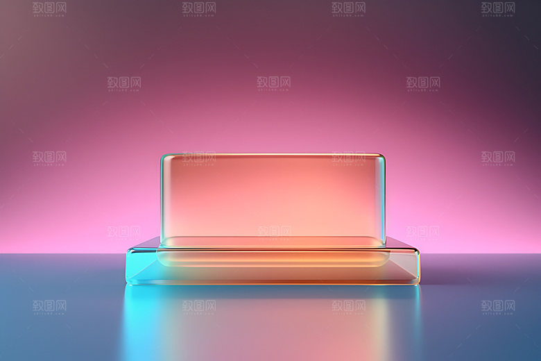 3D玻璃透明几何效果图
