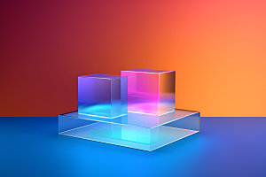 3D玻璃电商几何效果图