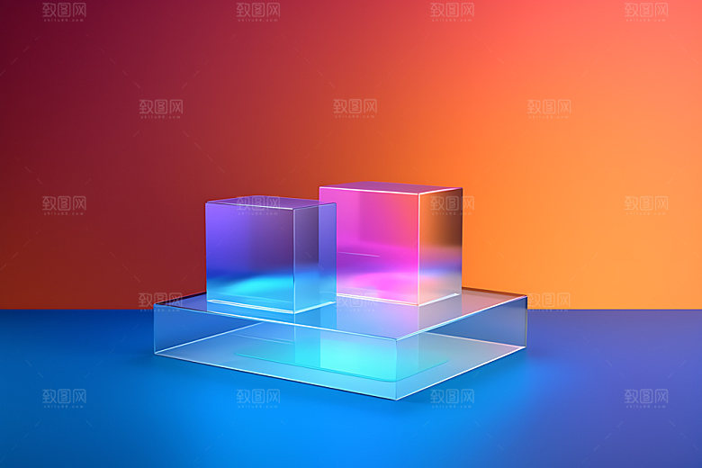 3D玻璃电商几何效果图