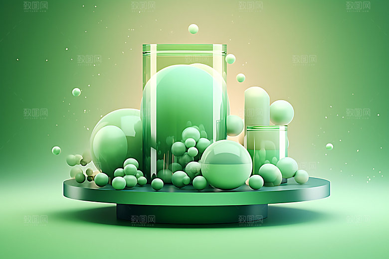 3D玻璃立体几何效果图
