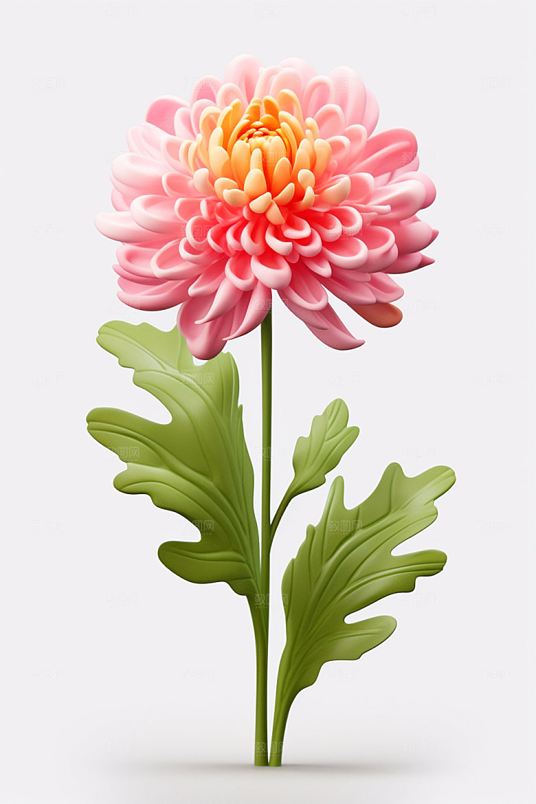 秋季花卉立体植物模型