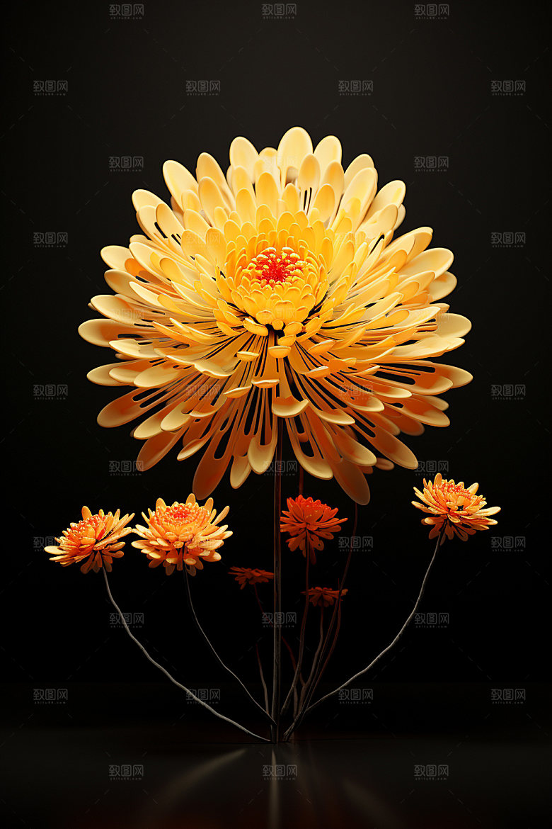 秋季花卉自然花朵模型