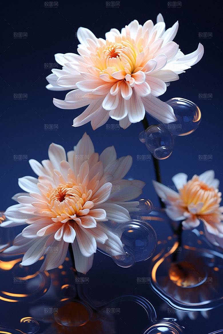 秋季花卉自然立体模型