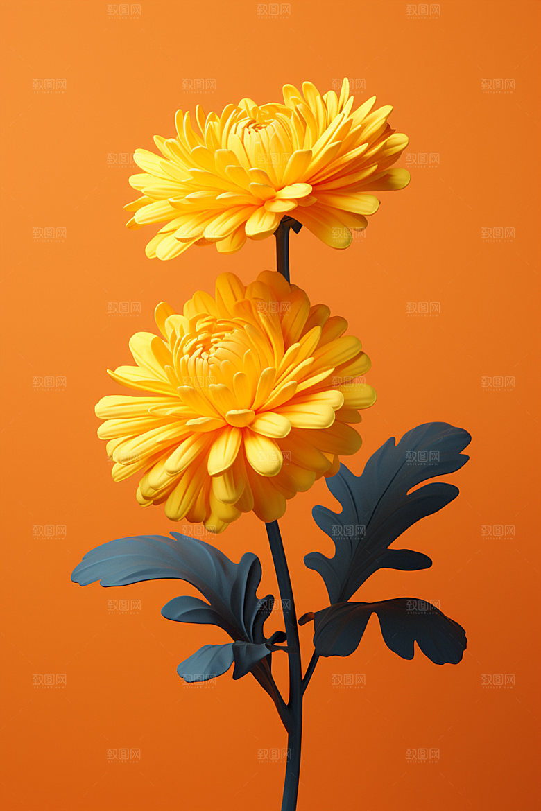 秋季花卉自然立体模型