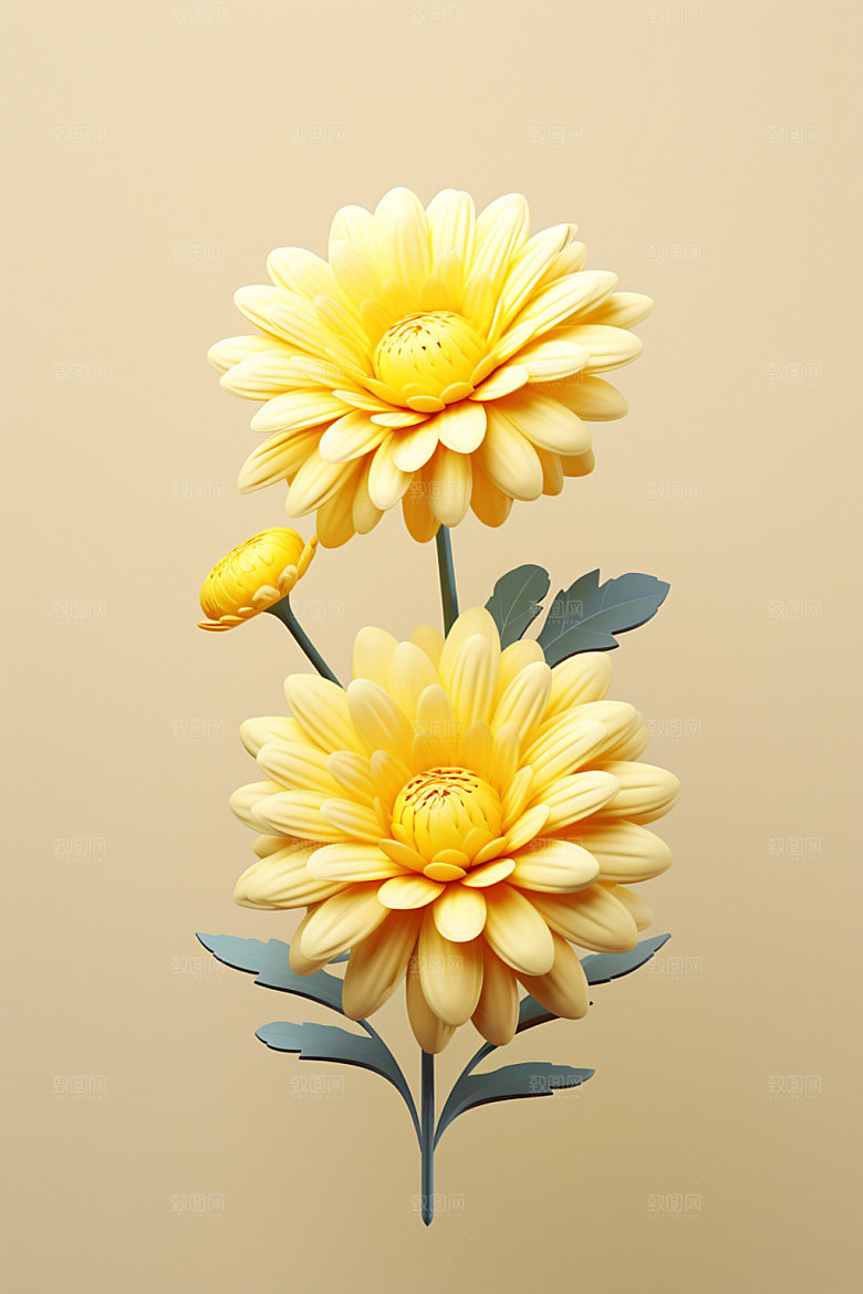 秋季花卉立体秋日模型