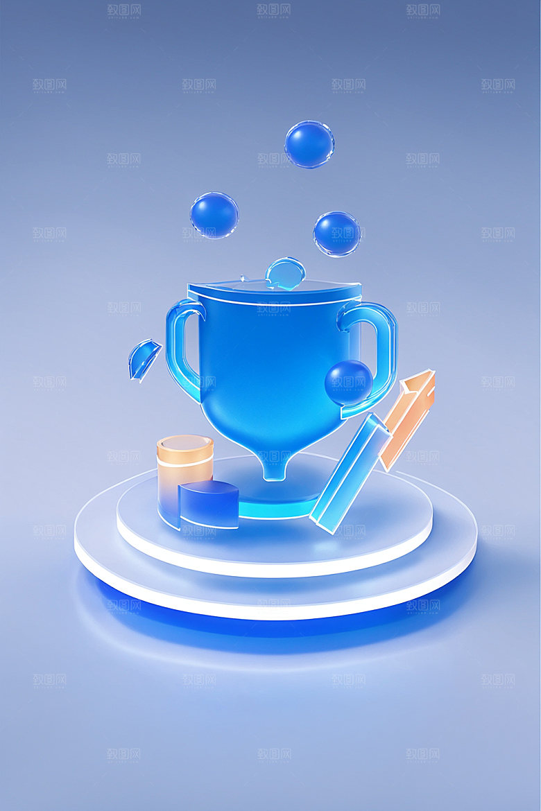 投资会议3D水晶图标