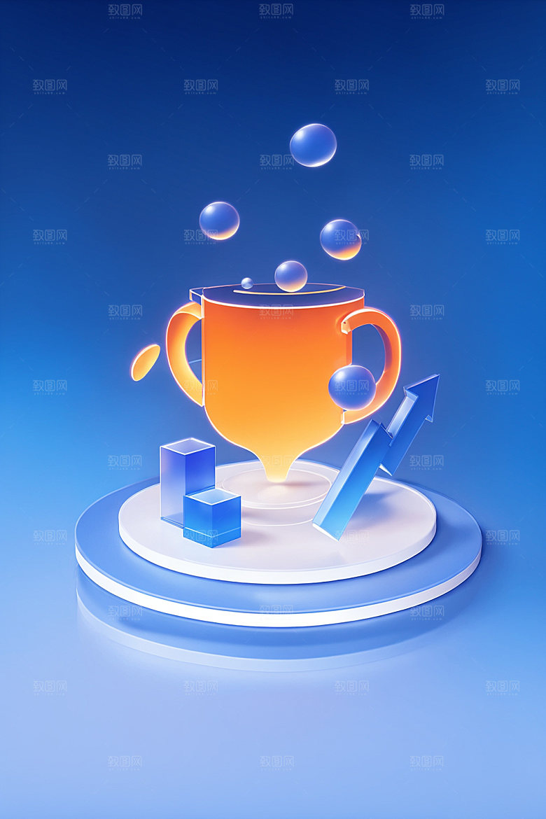 投资会议3D水晶图标