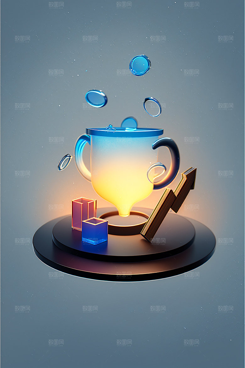 投资3D工作水晶图标