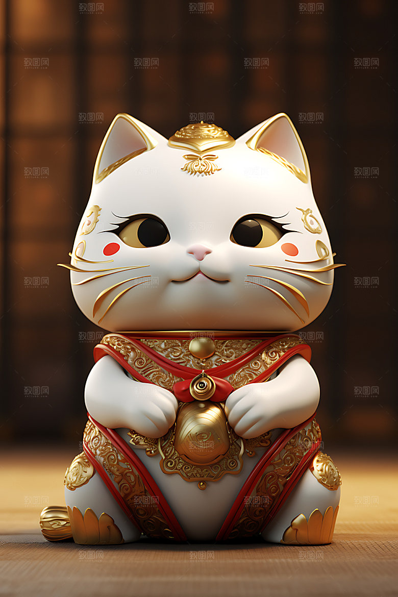 招财猫装饰立体模型