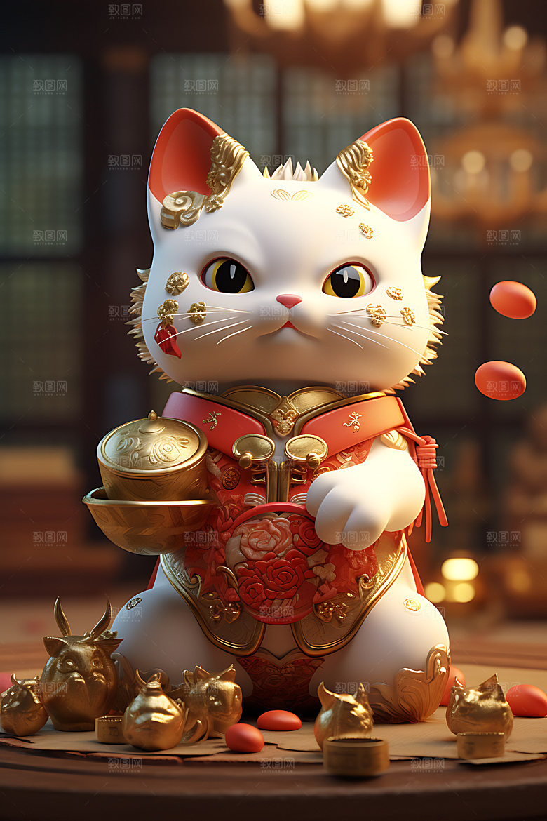 招财猫装饰好运模型