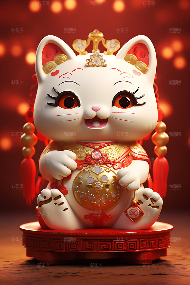 招财猫好运立体模型