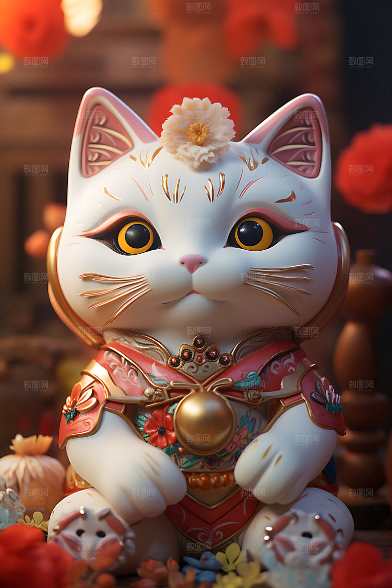 招财猫祈福喜庆模型
