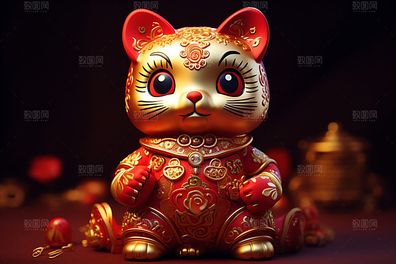 招财猫高清祈福模型