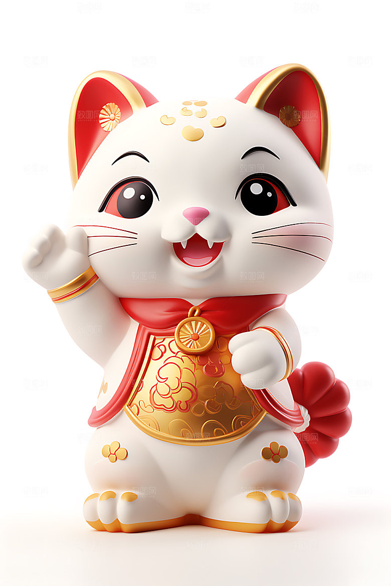招财猫高清祈福模型