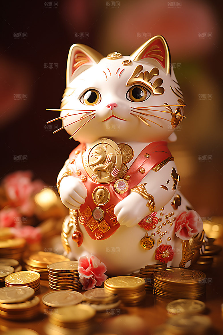 招财猫可爱高清模型