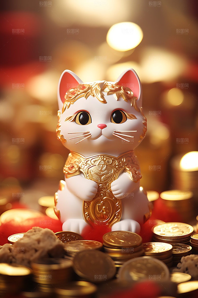 招财猫立体财运模型