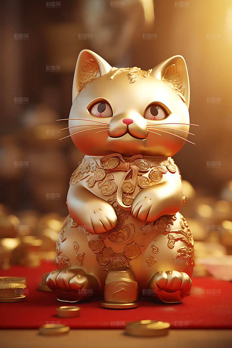 招财猫喜庆财运模型