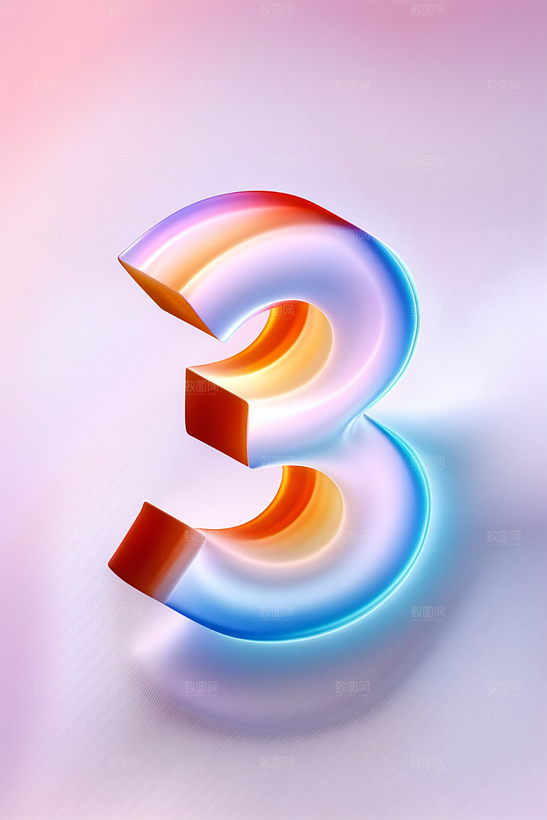 玻璃数字3光泽3D元素