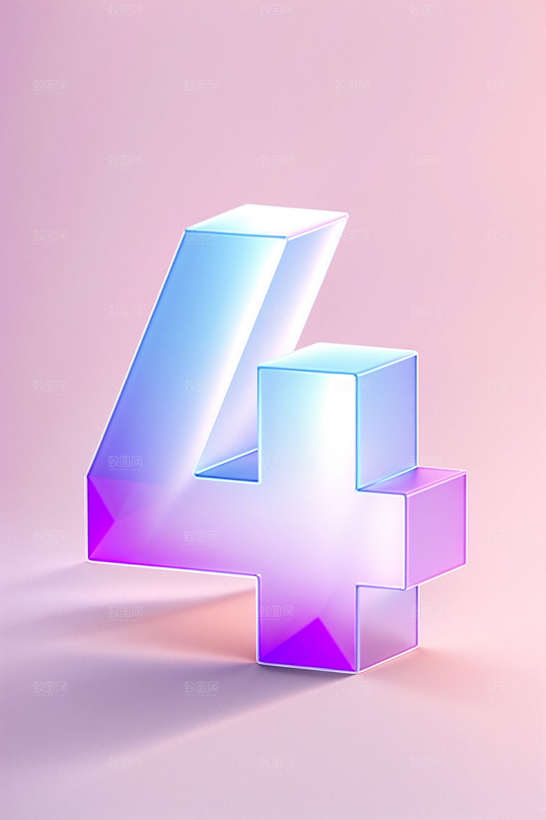 透明数字4科技玻璃艺术字