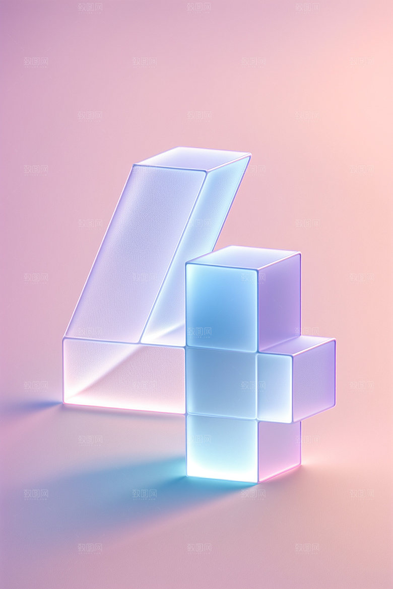 透明数字4科技玻璃艺术字