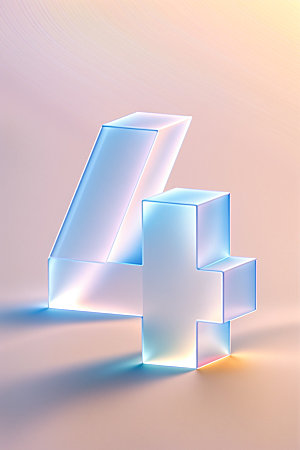 透明数字4立体3D艺术字
