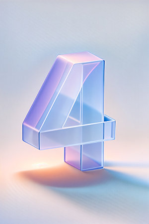 玻璃数字4质感艺术字元素