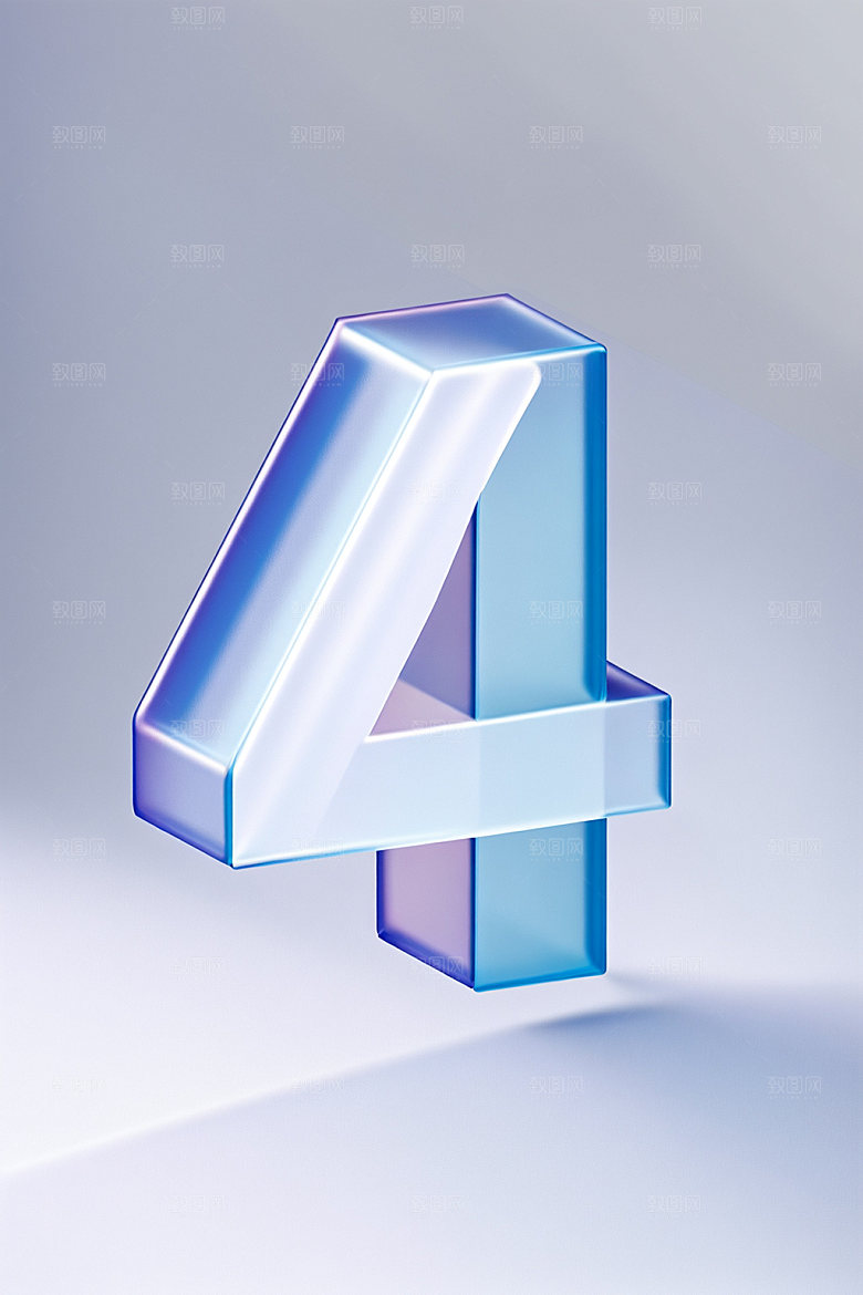 玻璃数字43D艺术字元素