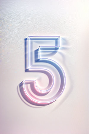 透明数字5质感3D艺术字
