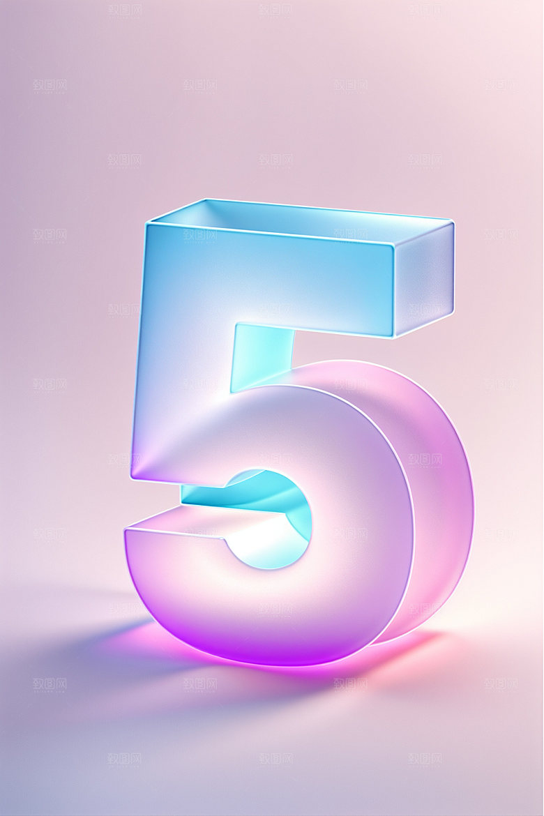 透明数字5玻璃通透艺术字