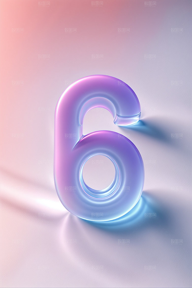 透明数字6科技玻璃艺术字