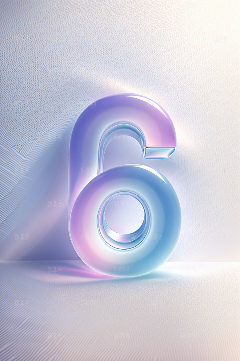 透明数字6玻璃立体艺术字