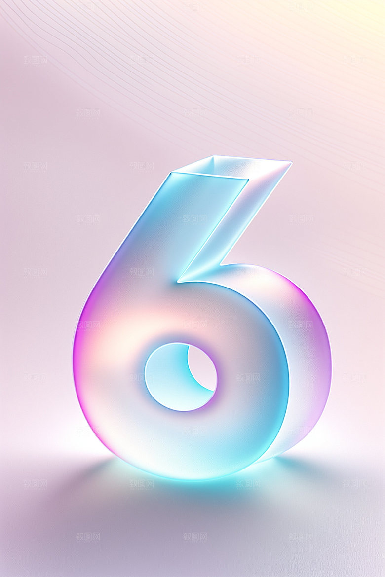 透明数字6通透科技艺术字