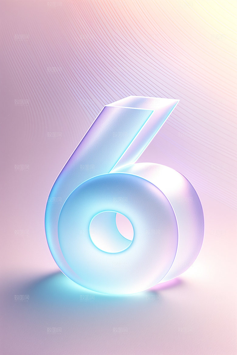 透明数字6科技时尚艺术字