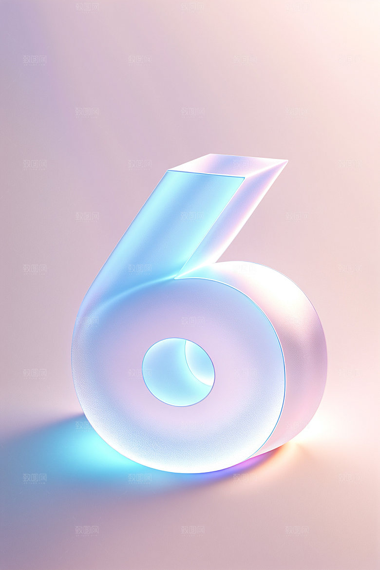 透明数字6质感时尚艺术字