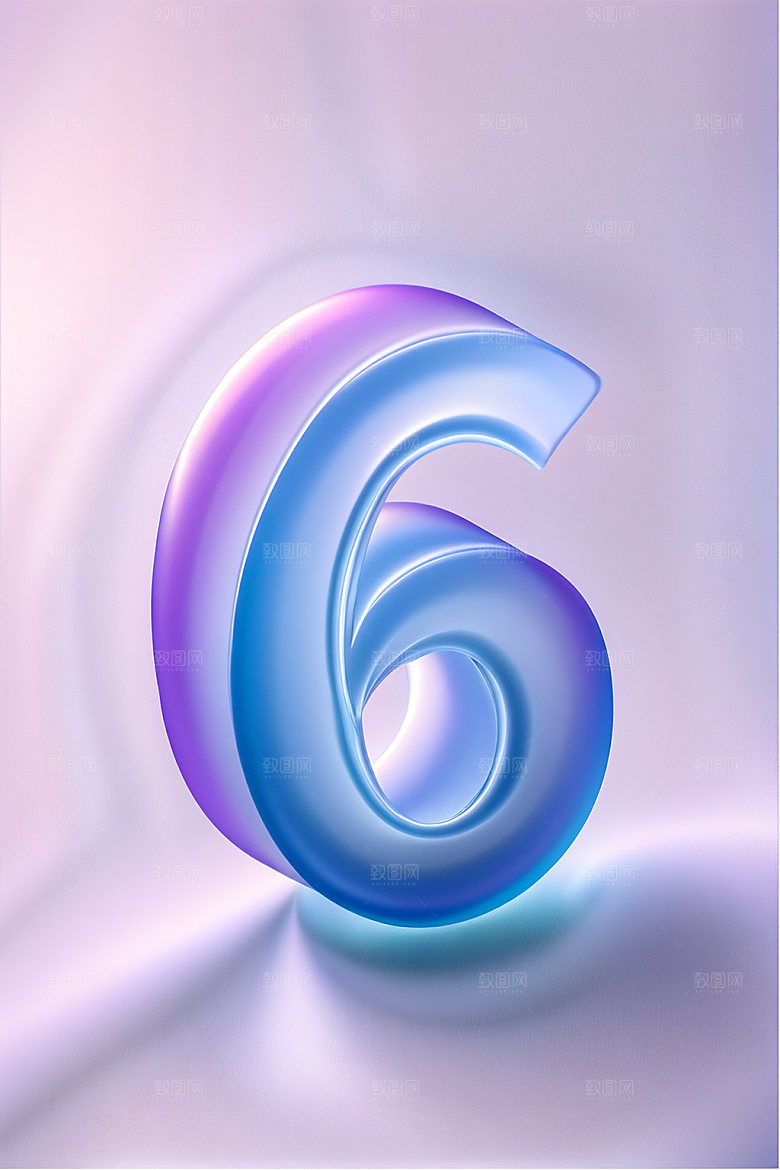 玻璃数字6塑料质感元素