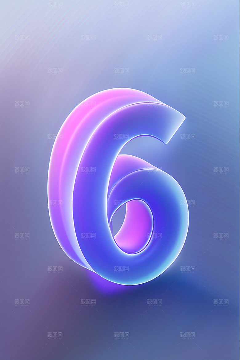 玻璃数字63D艺术字元素