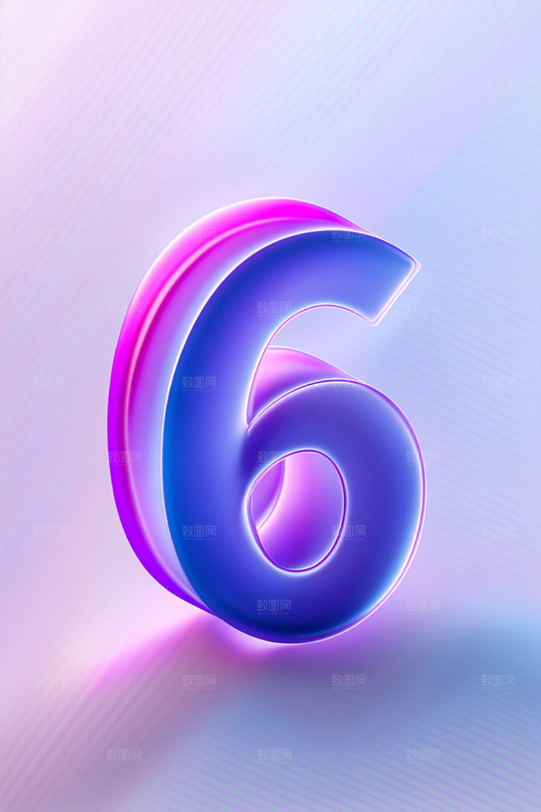 玻璃数字6塑料立体元素