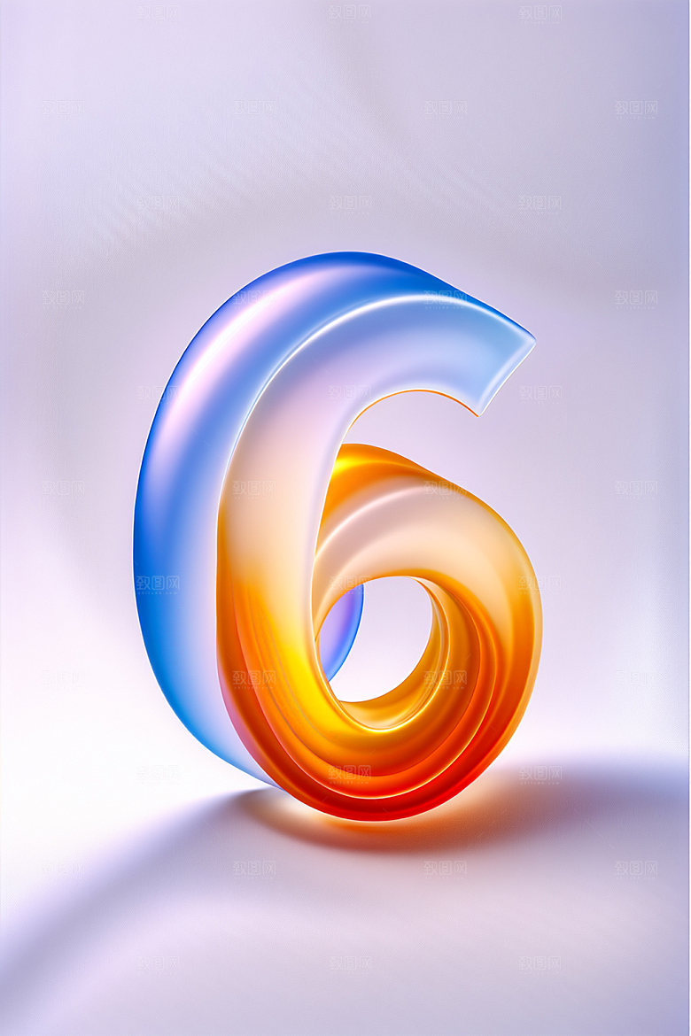 玻璃数字63D质感元素