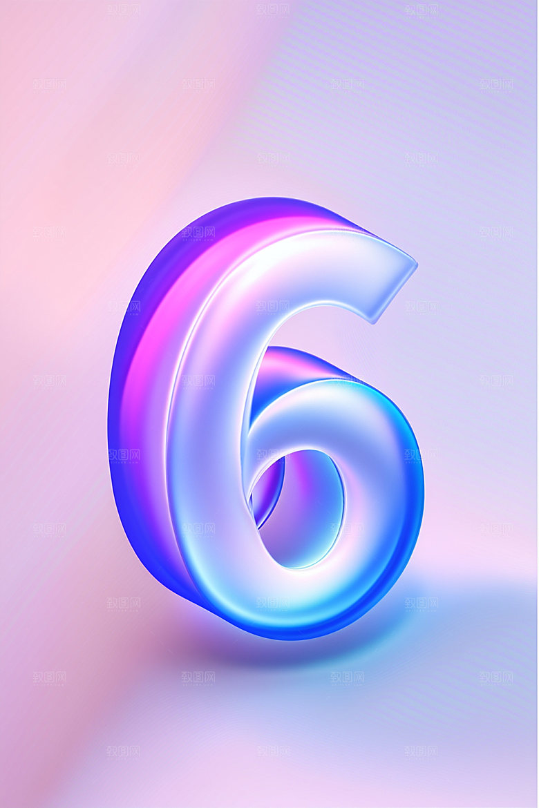 玻璃数字6塑料透明元素