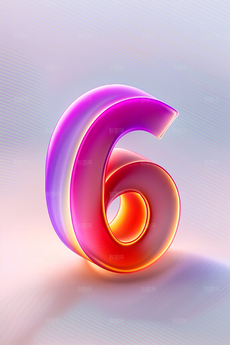 玻璃数字6通透透明元素